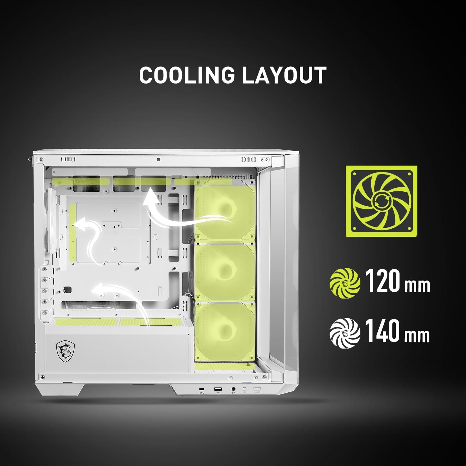 CASE MSI MAG PANO M100R PZ, M-ATX, INCLUYE 4 FANES ARGB+HUD.
