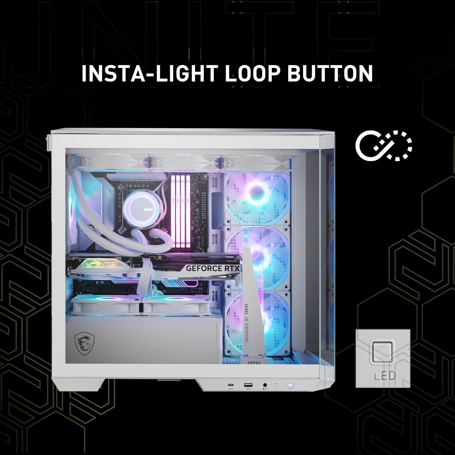 CASE MSI MAG PANO M100R PZ, M-ATX, INCLUYE 4 FANES ARGB+HUD.