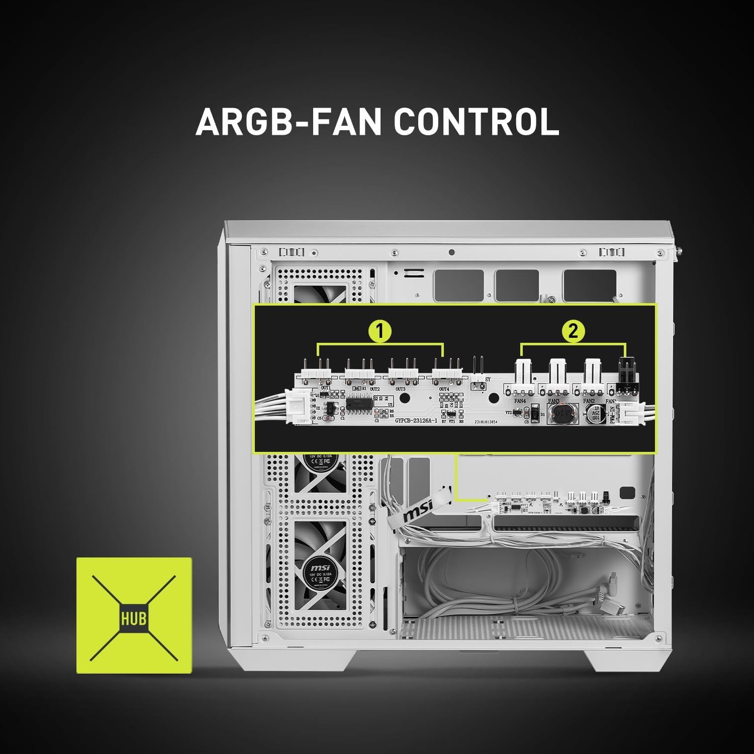 CASE MSI MAG PANO M100R PZ, M-ATX, INCLUYE 4 FANES ARGB+HUD.