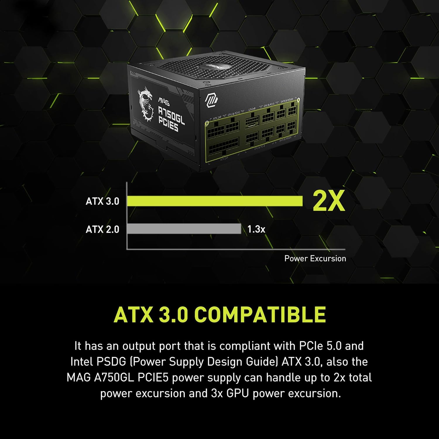FUENTE DE PODER, MSI MAG A750GL PCIE5. 80 PLUS, GOLD, FULL MODULAR.