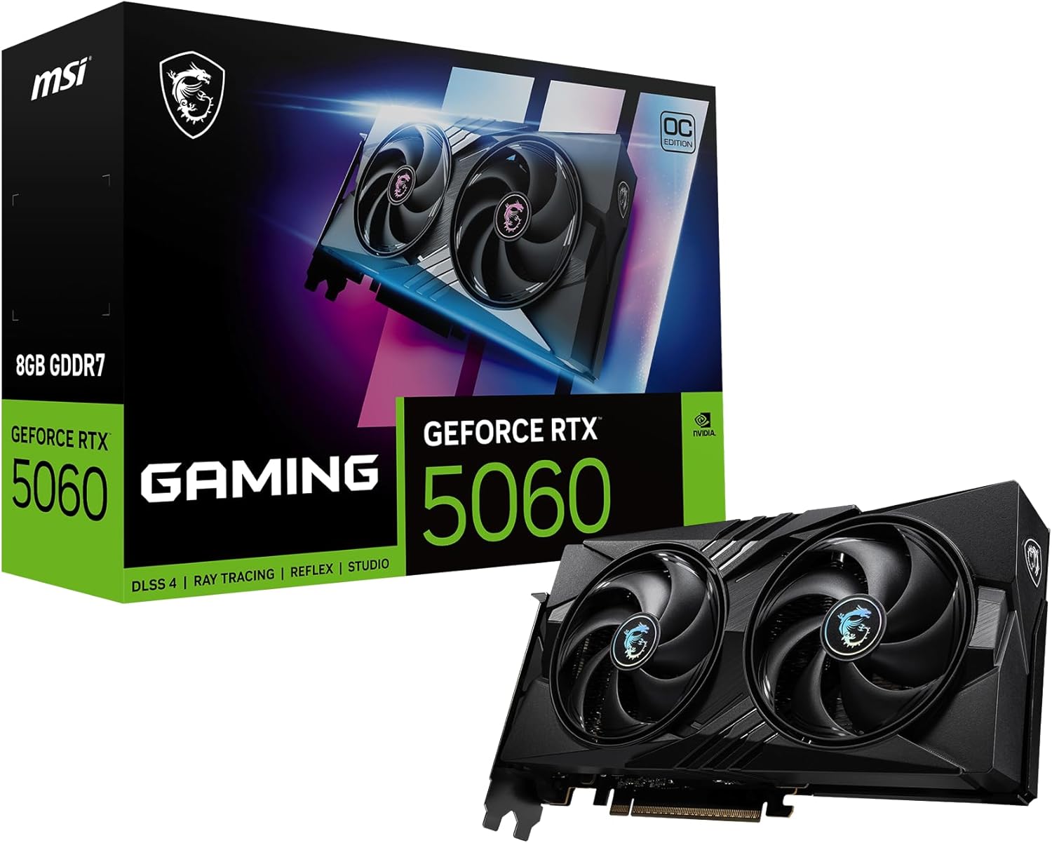 TARJETA DE VIDEO, RTX 5060 8G, GDDR7, MSI GARMING OC EDITION.