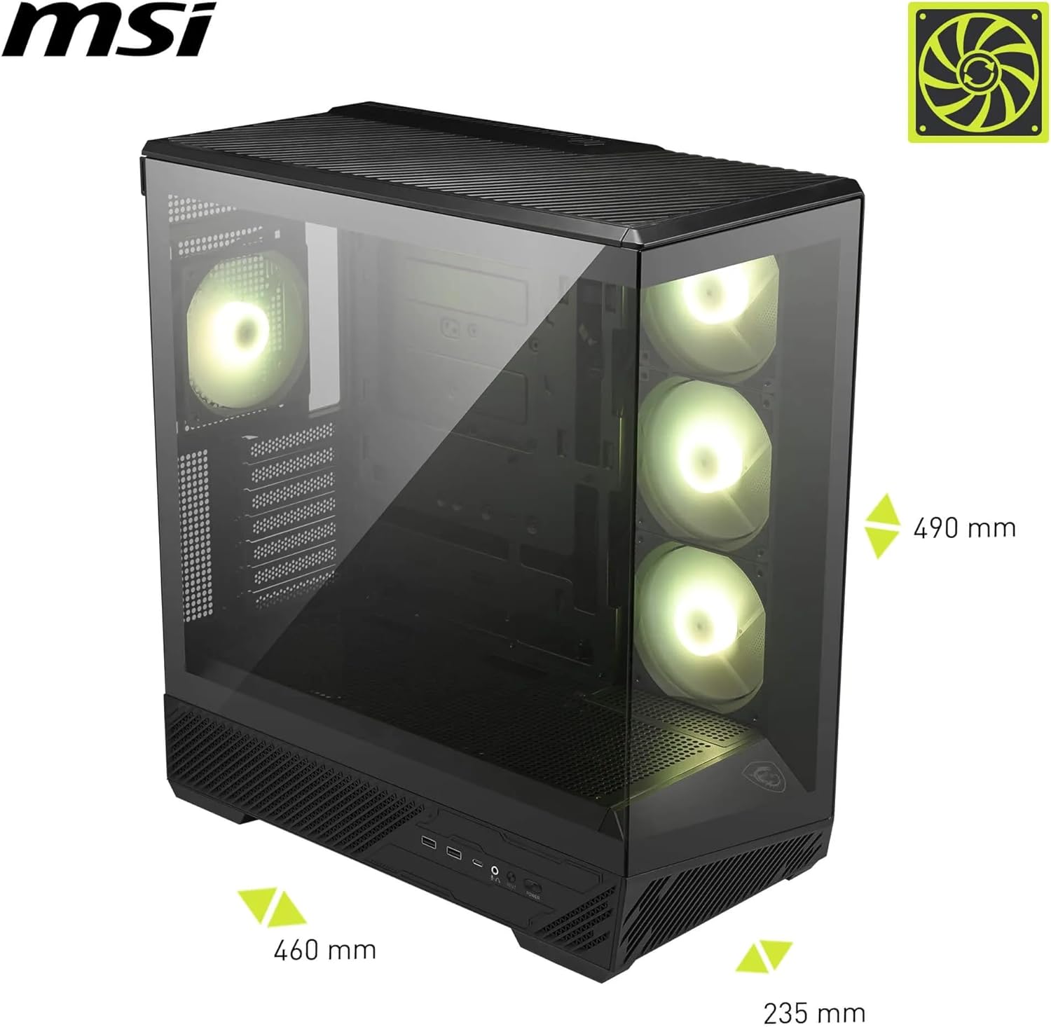 CASE MAG PANO 130R PZ, INCLUYE 4 FANES ARGB+HUD, ATX.