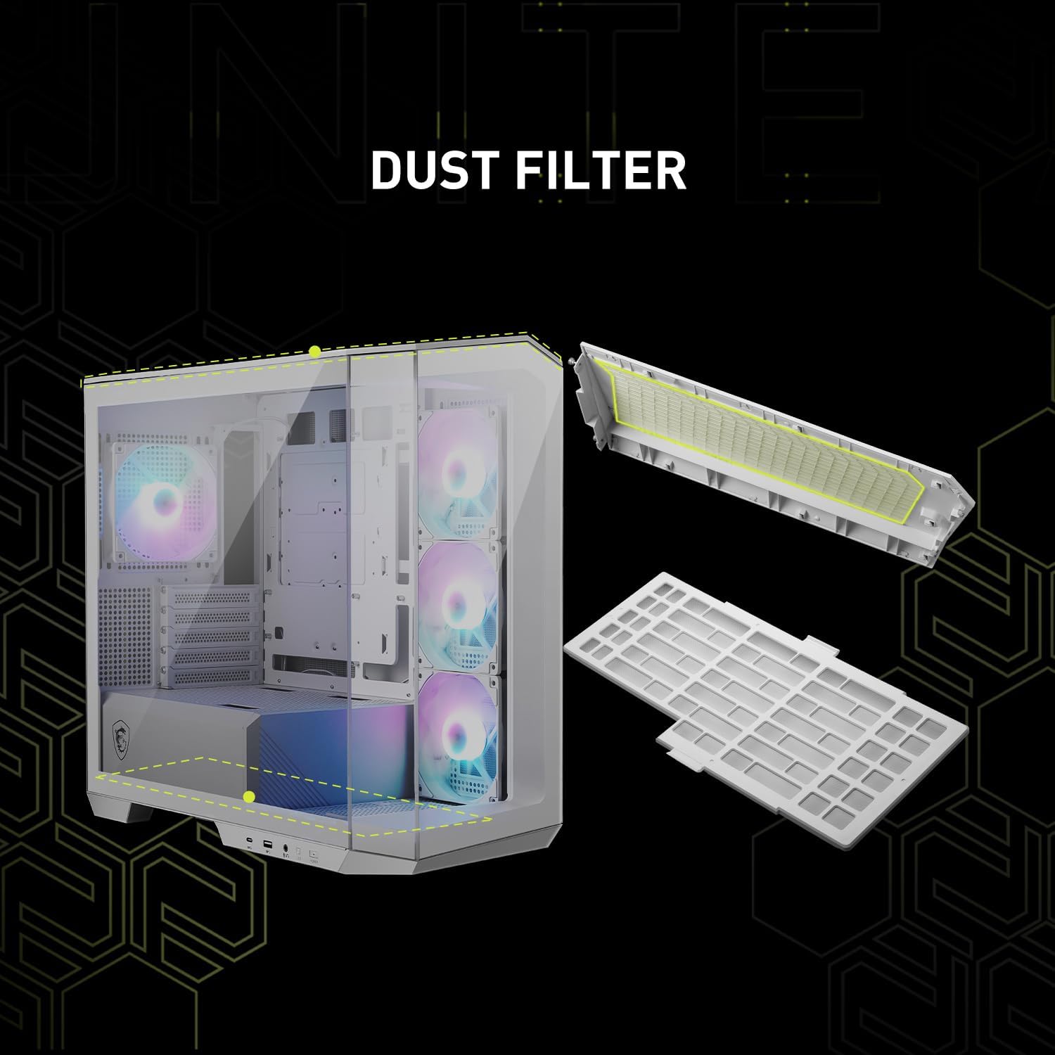 CASE MSI MAG PANO M100R PZ, M-ATX, INCLUYE 4 FANES ARGB+HUD.