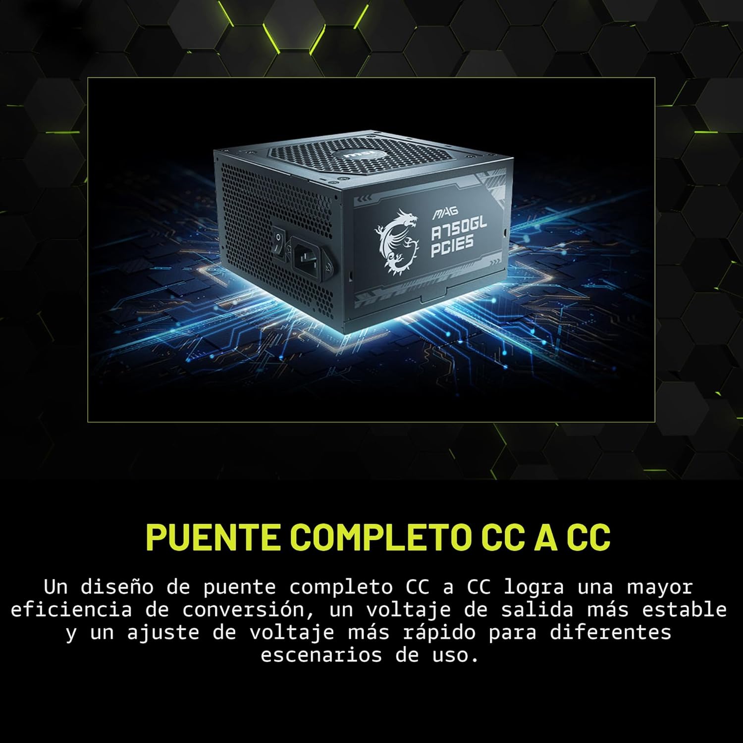 FUENTE DE PODER, MSI MAG A750GL PCIE5. 80 PLUS, GOLD, FULL MODULAR.