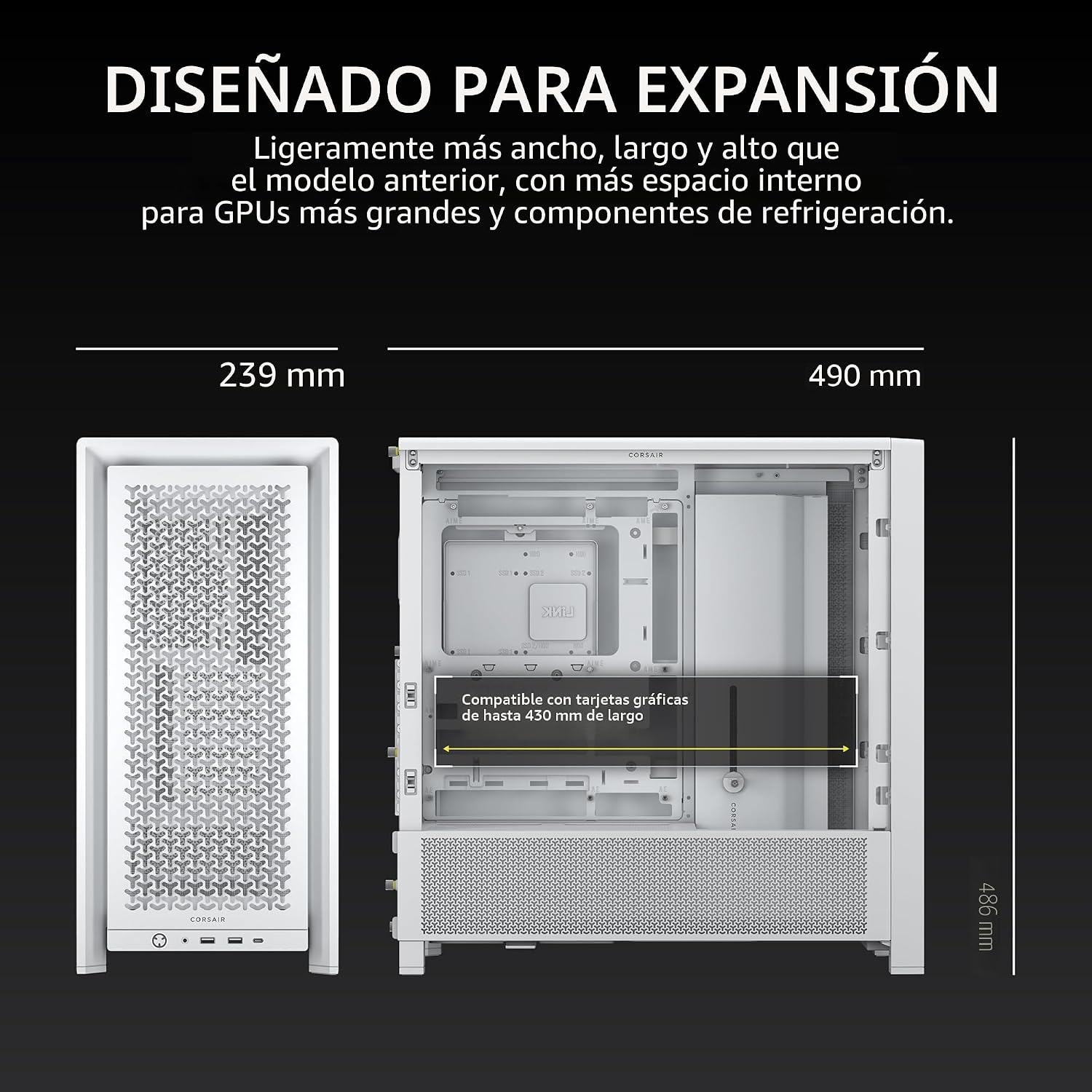 CASE CORSAIR 4000D FRAME Series Modular blanco