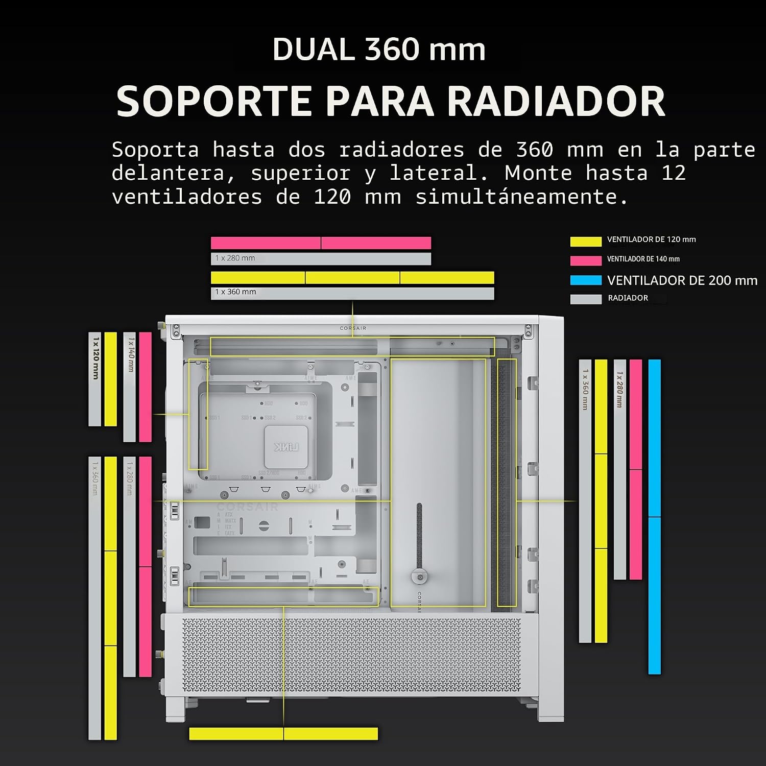 CASE CORSAIR 4000D FRAME Series Modular blanco